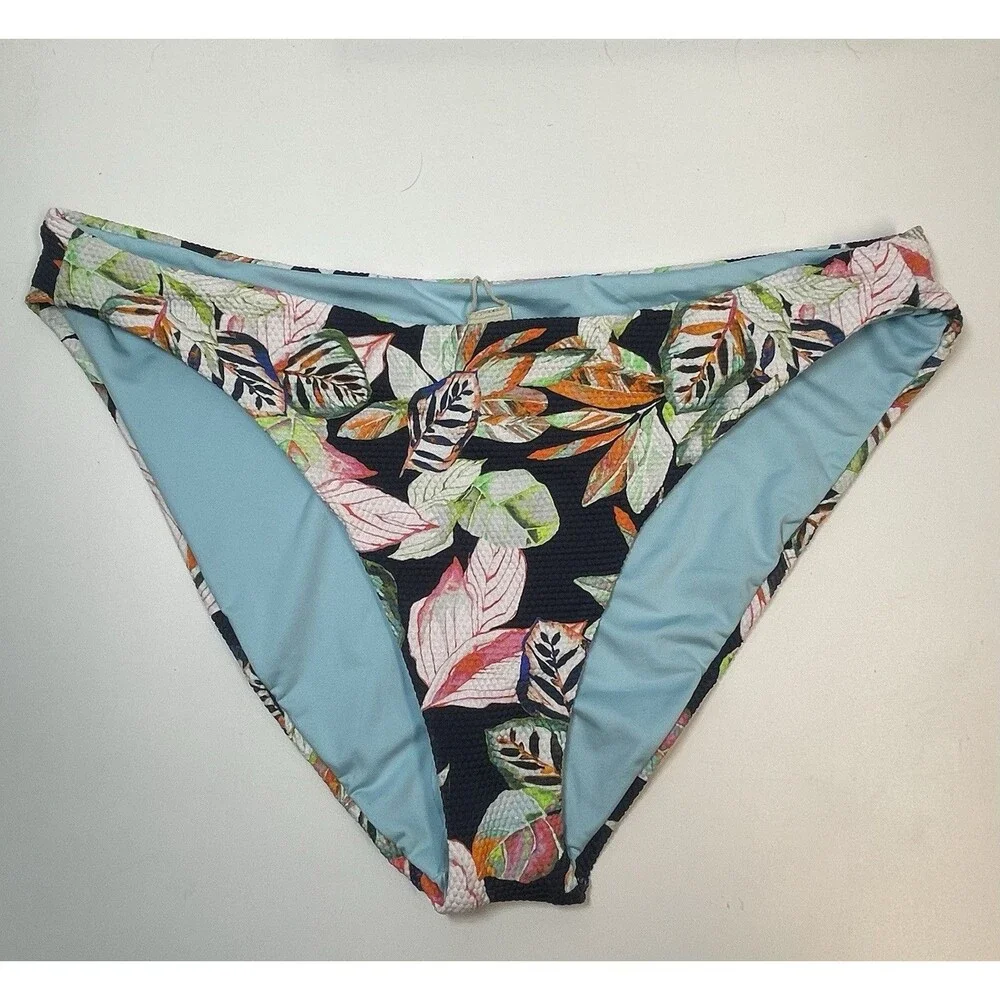 Maaji Jungle Print & Turquoise Reversible Bikini Bottom Sz S New